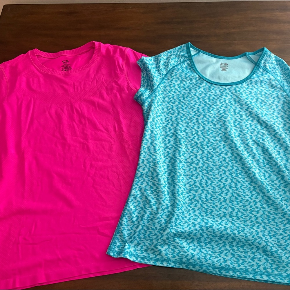 Champion Women’s Medium Shirts Pink and Blue Short Sleeve Tees EUC